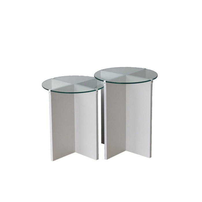 Hanah Home Lily - Mesas Nido de Vidrio Templado Blanco